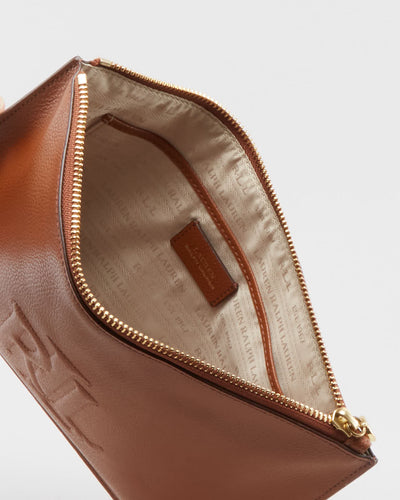 Lauren Ralph Lauren Brown Leather Clutch Bag - One Size