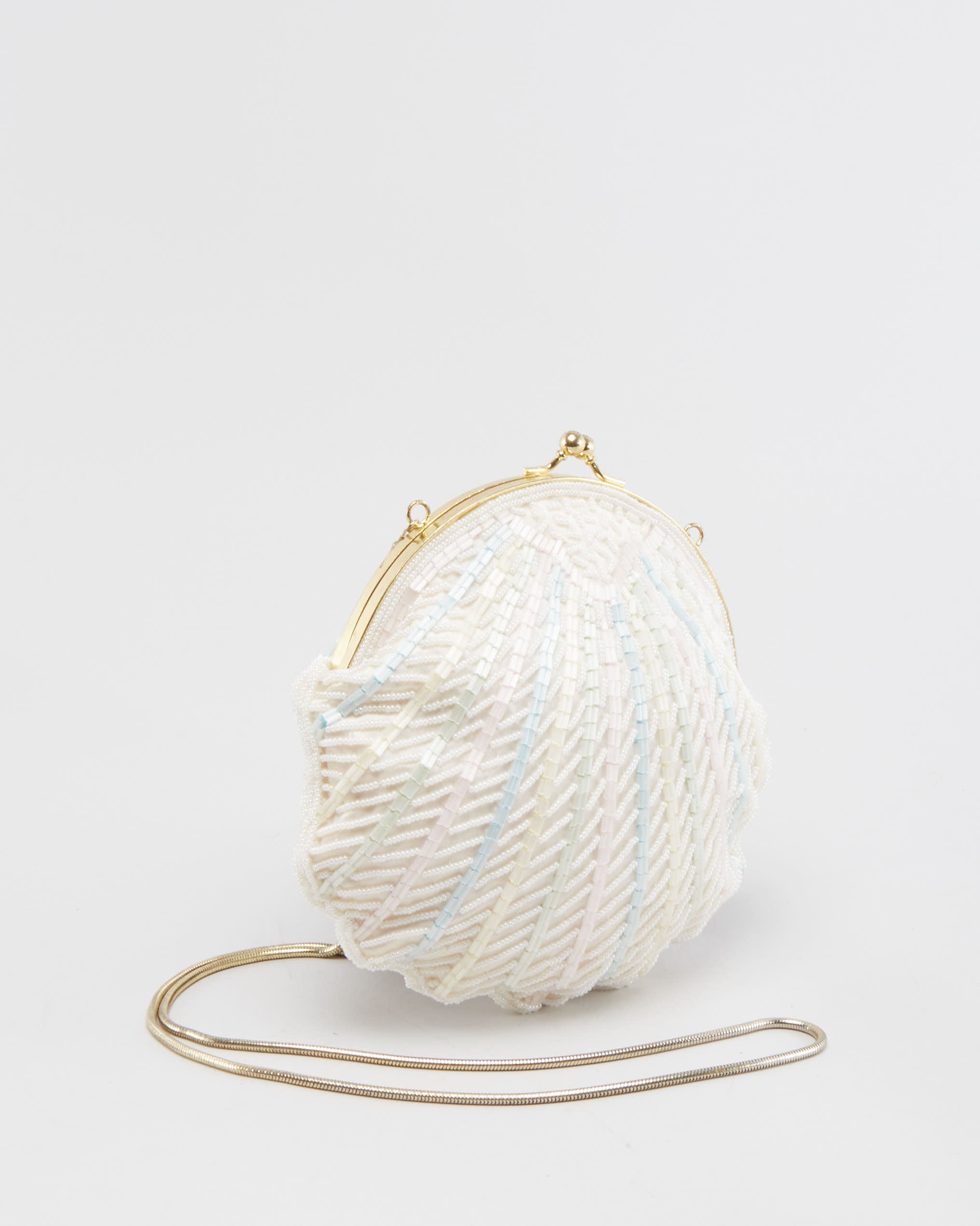 00s White Pastel Beaded Shoulder Bag - One Size