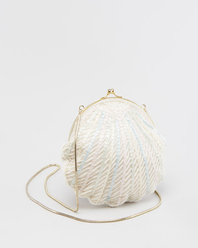 00s White Pastel Beaded Shoulder Bag - One Size