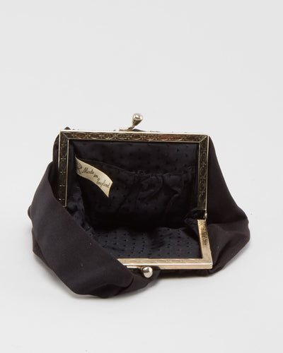 Vintage 1940s Black Wristlet Purse - One Size