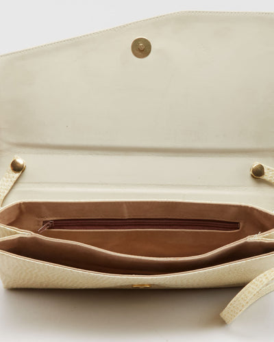 Vintage 1990s Cream Faux Leather Shoulder Bag - One Size