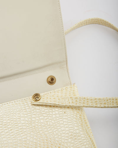 Vintage 1990s Cream Faux Leather Shoulder Bag - One Size