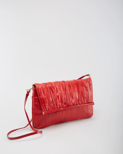 Vintage 1990s Red Eel Skin Shoulder Bag - One Size