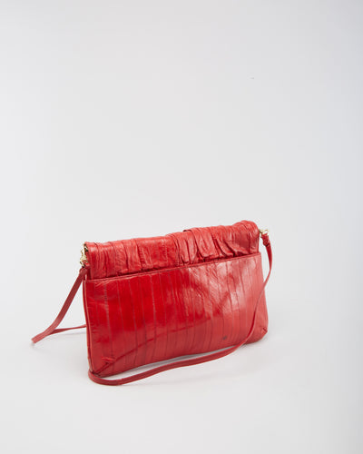 Vintage 1990s Red Eel Skin Shoulder Bag - One Size