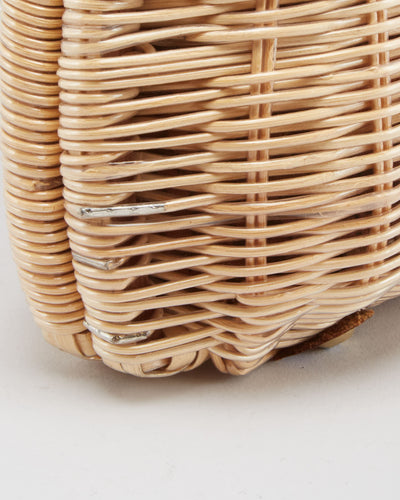 Vintage 1950s Straw With Lucite Handle Bag - One Size