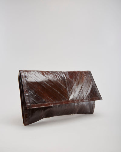 Real Eel Skin  Brown Clutch