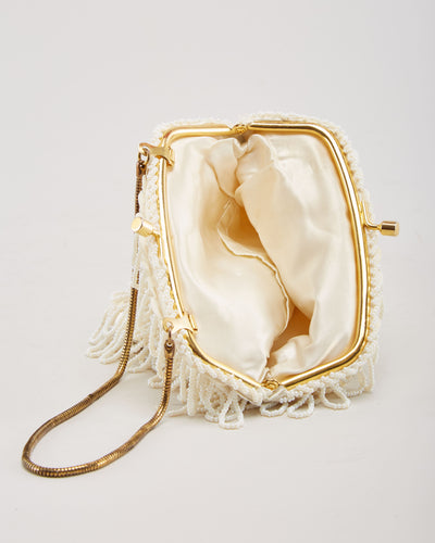 Beaded White Evening Bag