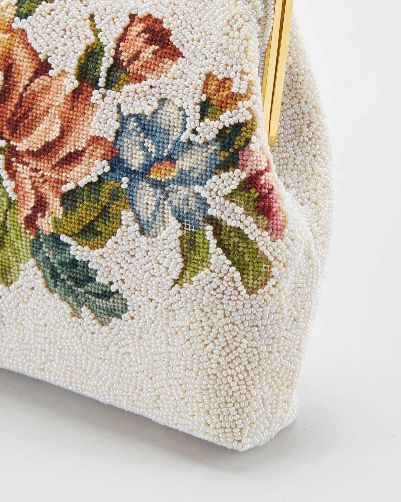 Vintage 1960s White Beaded Embroidered Handbag