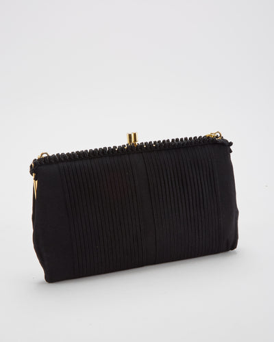 Vintage 1960s Black Fabric Evening Bag