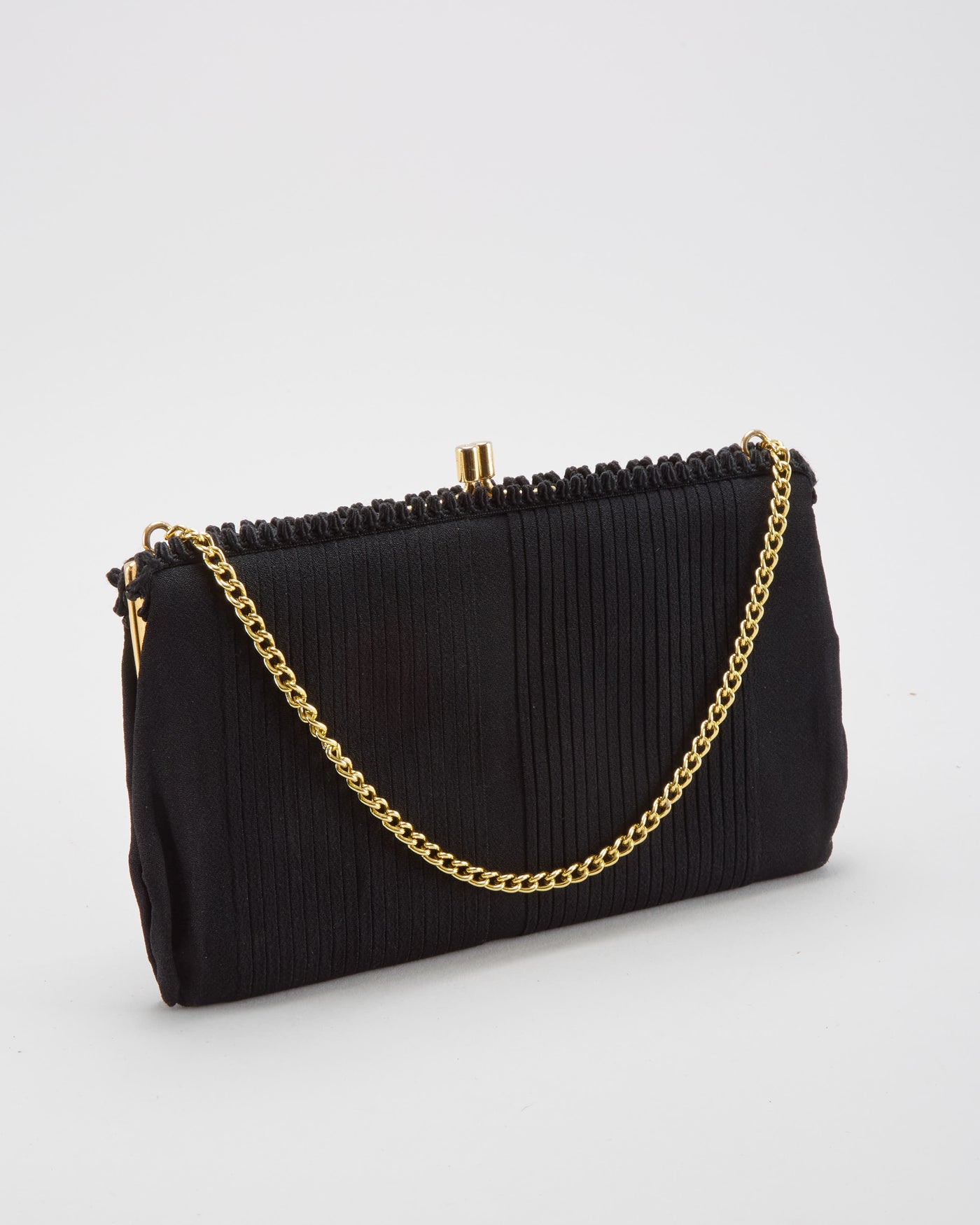 Vintage 1960s Black Fabric Evening Bag