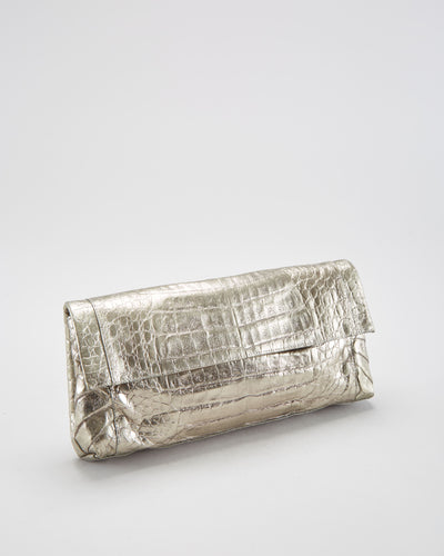 Nancy Gonzalez Silver Crocodile Clutch