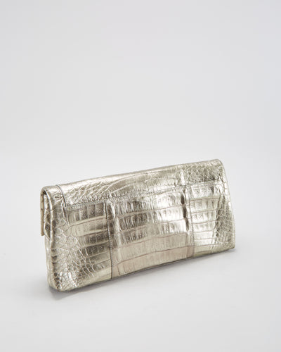 Nancy Gonzalez Silver Crocodile Clutch