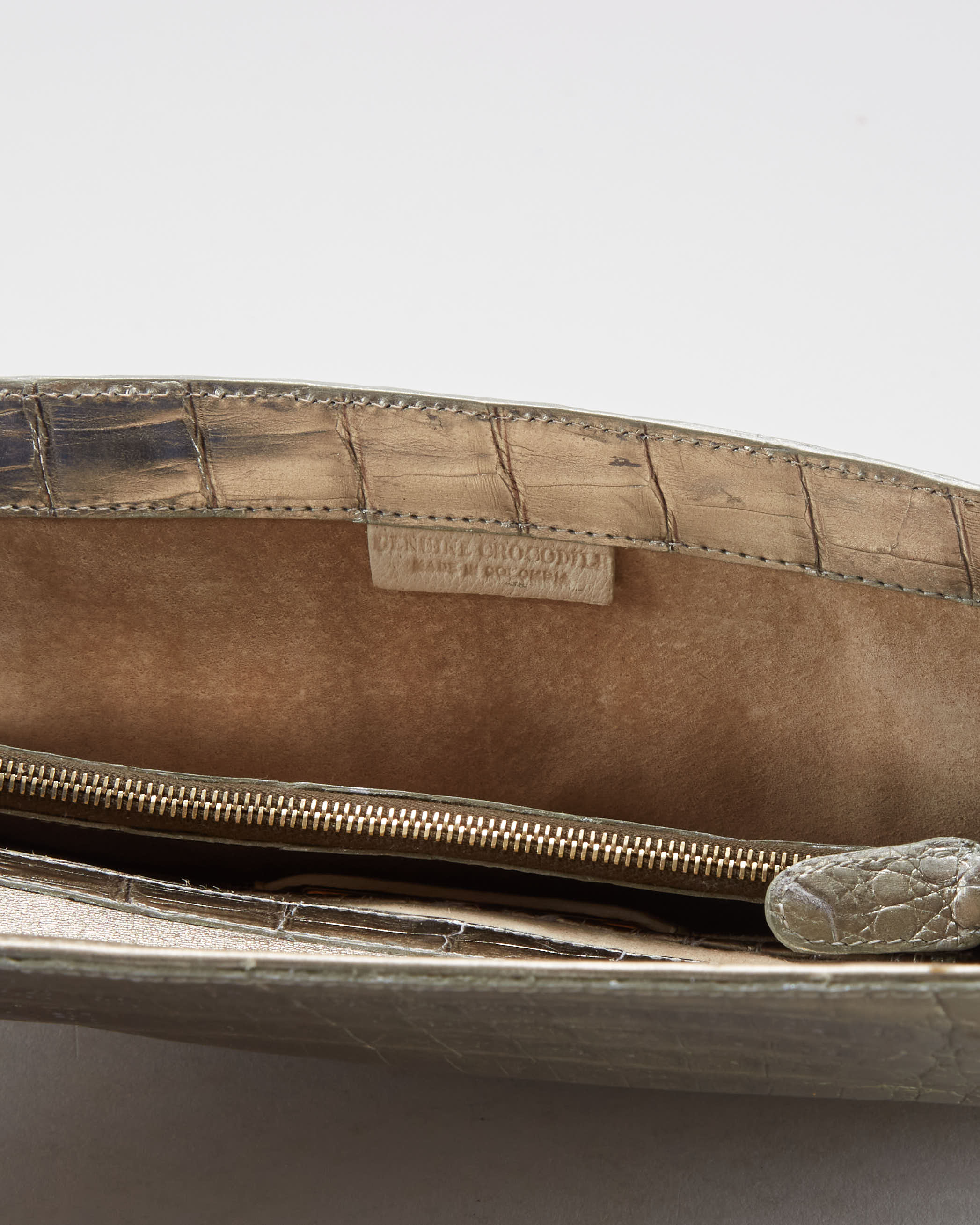 Nancy Gonzalez Silver Crocodile Clutch