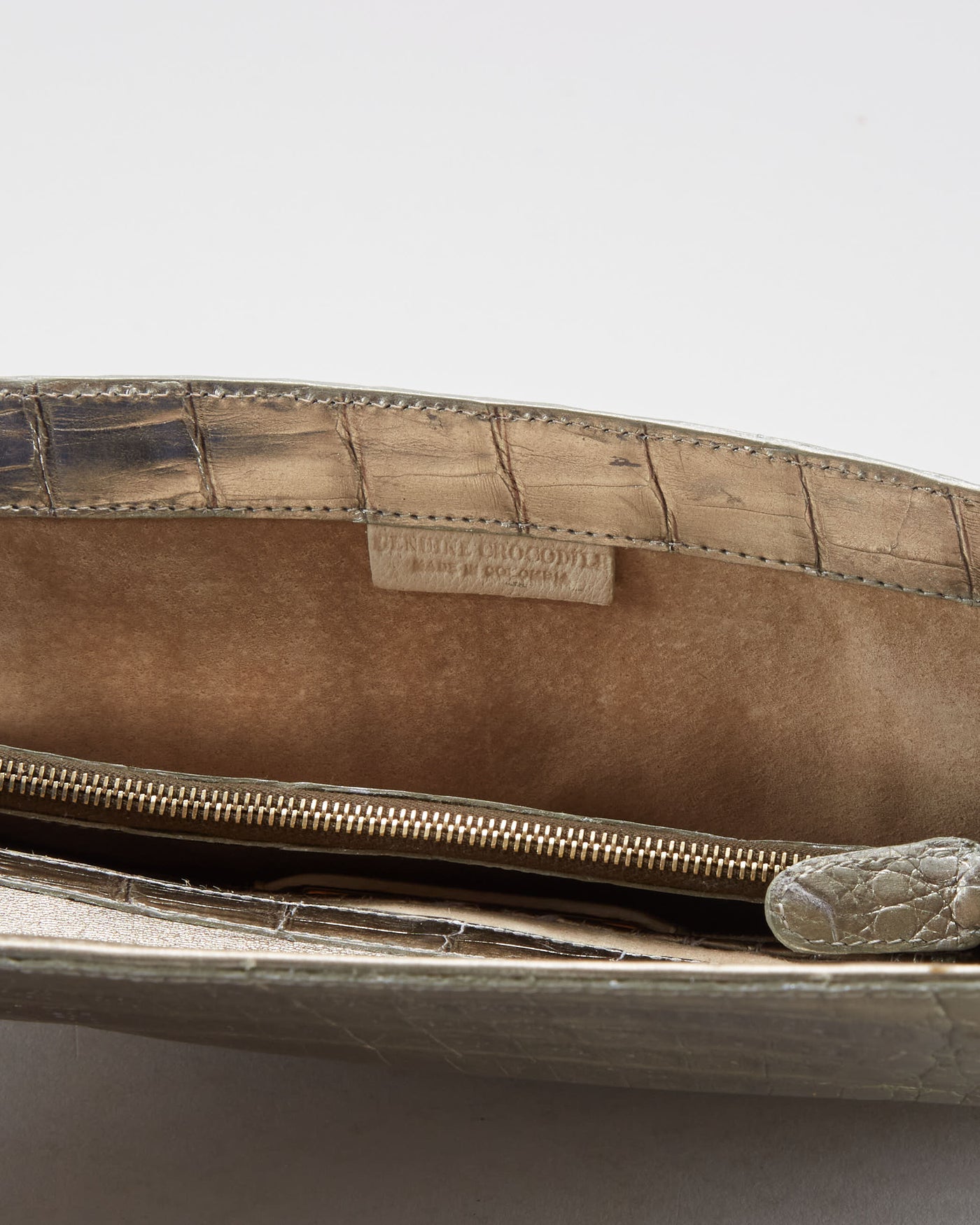 Nancy Gonzalez Silver Crocodile Clutch