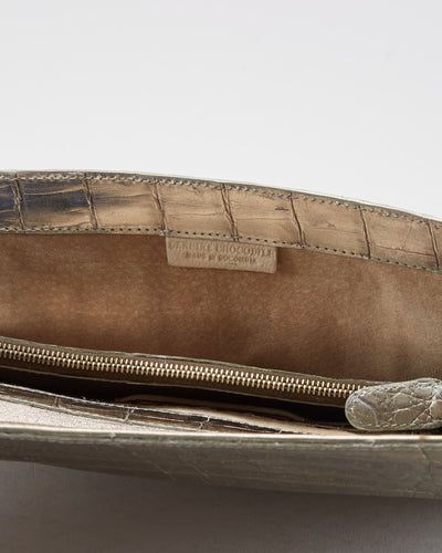 Nancy Gonzalez Silver Crocodile Clutch