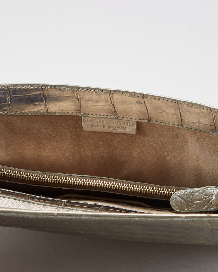 Nancy Gonzalez Silver Crocodile Clutch