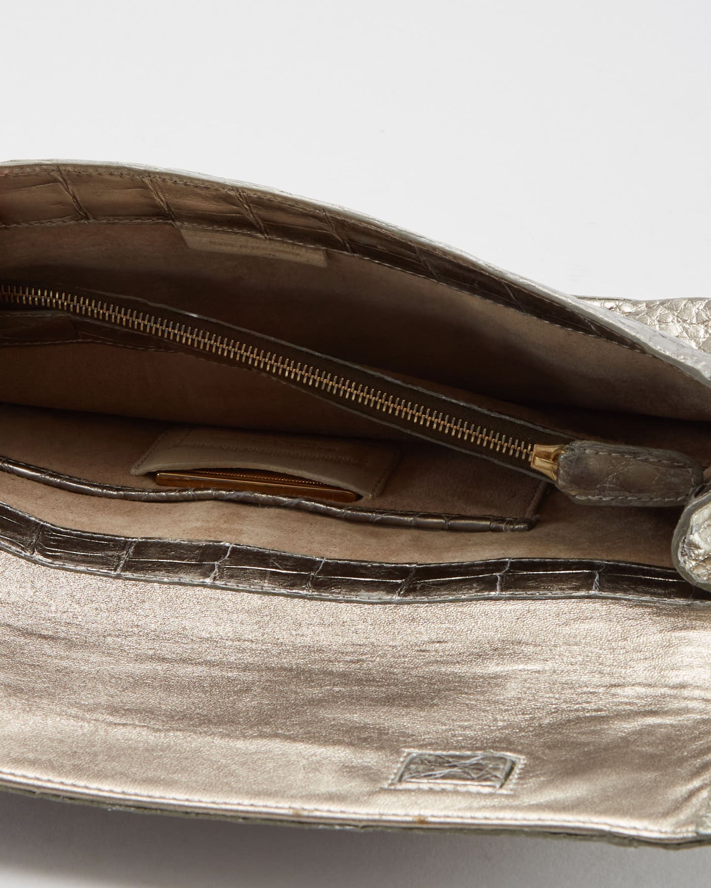 Nancy Gonzalez Silver Crocodile Clutch