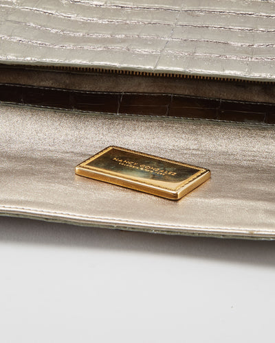 Nancy Gonzalez Silver Crocodile Clutch
