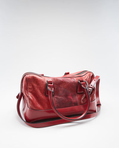 Y2K Charles Jourdan Red Leather Handbag