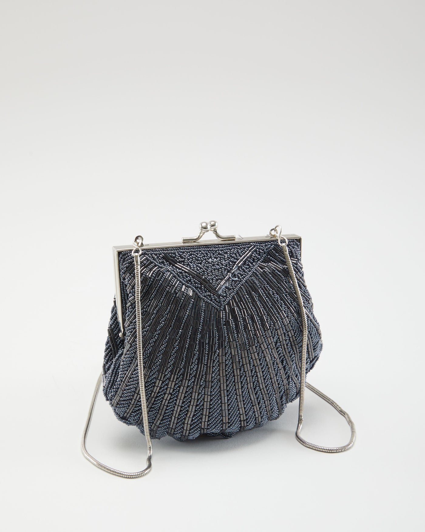 Y2K Grey Silver Beaded Bag