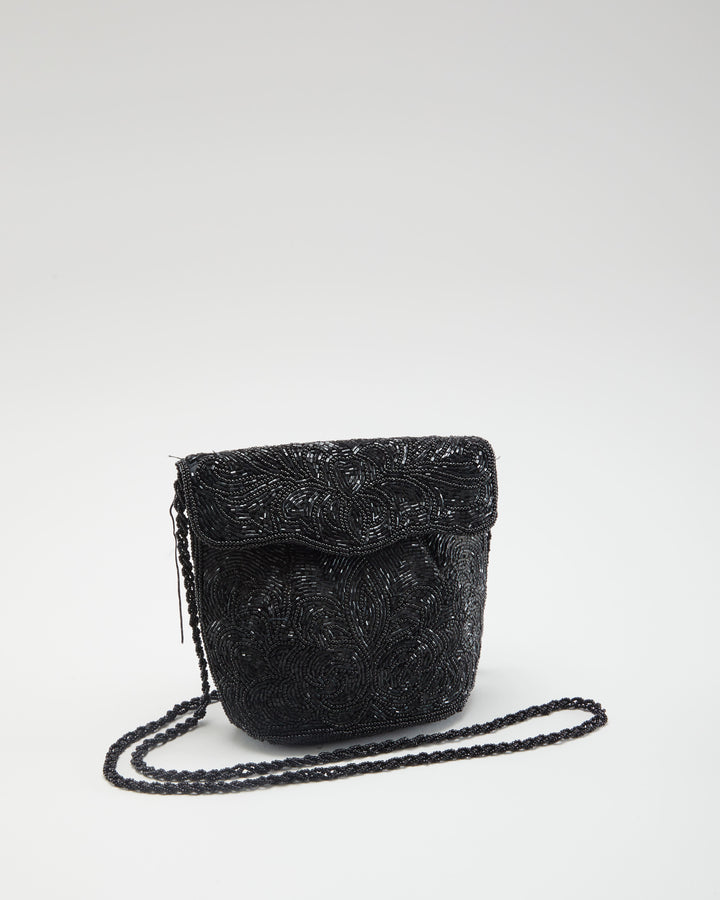 Black Beaded Shoulder Bag