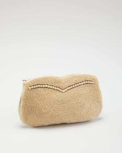 Vintage 1950s Cream Beaded Purse