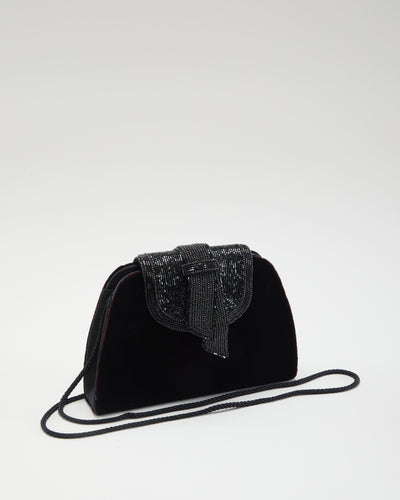 Black Velvet Beaded Shoulder bag
