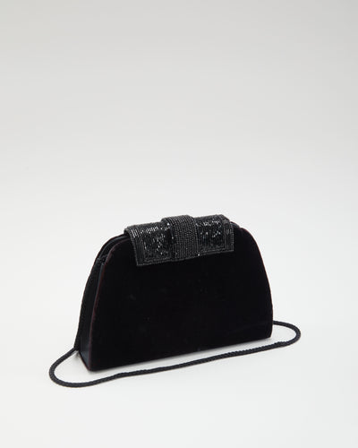 Black Velvet Beaded Shoulder bag