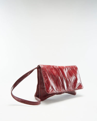 Vintage 1990s Red Eel Skin Shoulder Bag