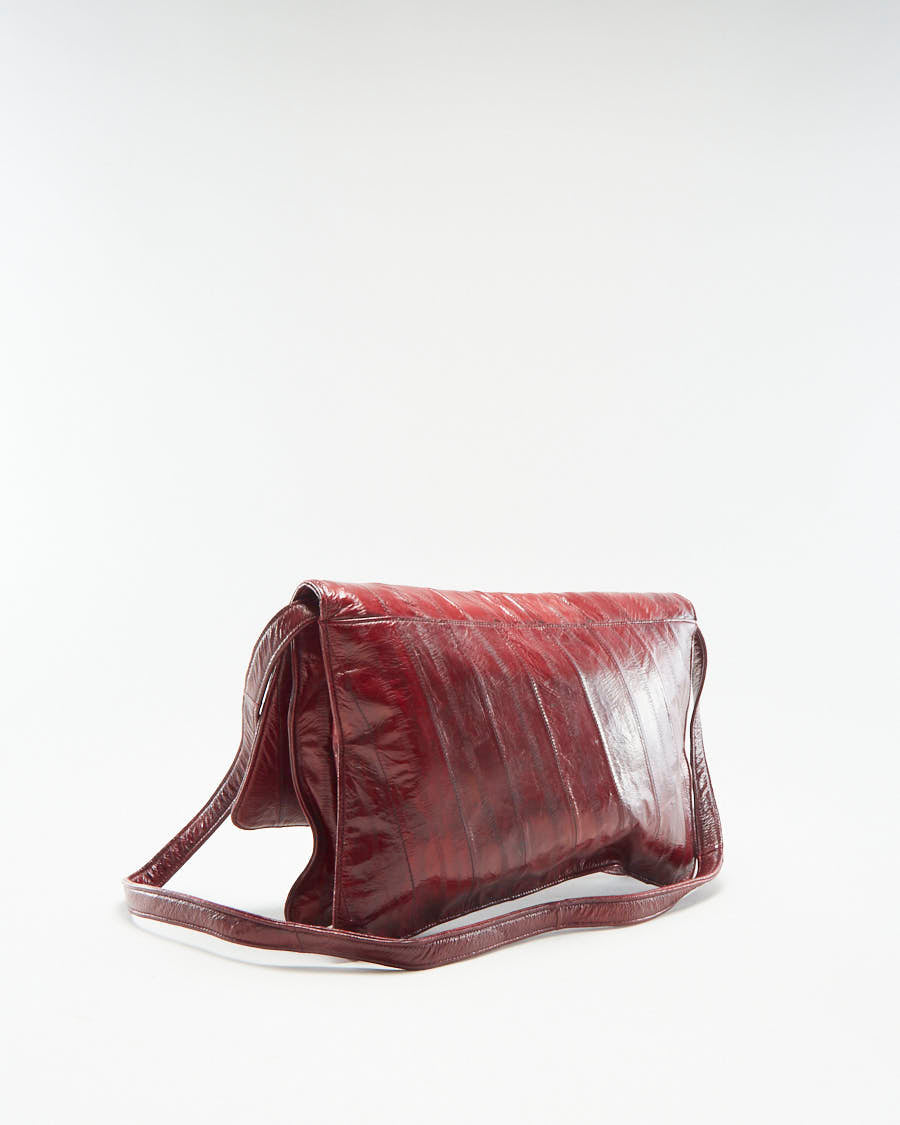 Vintage 1990s Red Eel Skin Shoulder Bag