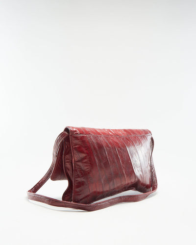Vintage 1990s Red Eel Skin Shoulder Bag