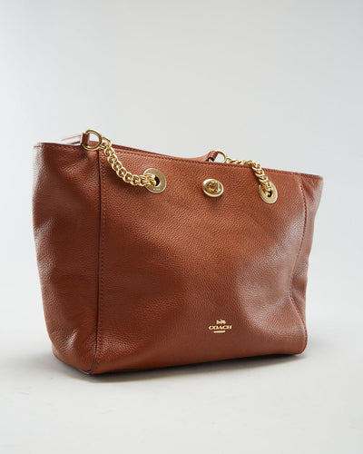 Coach Leather Chain Tote Bag