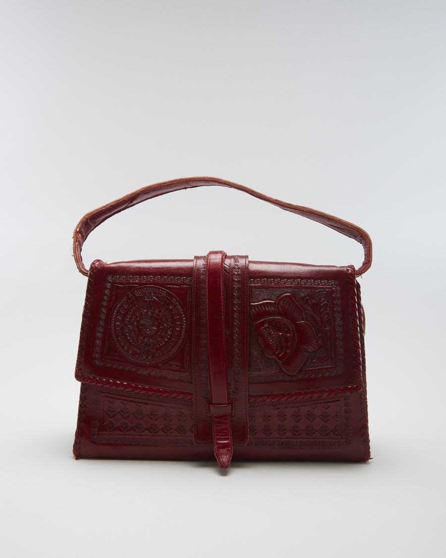 Vintage Floral Textured Leather Handbag