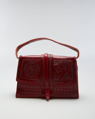 Vintage Floral Textured Leather Handbag