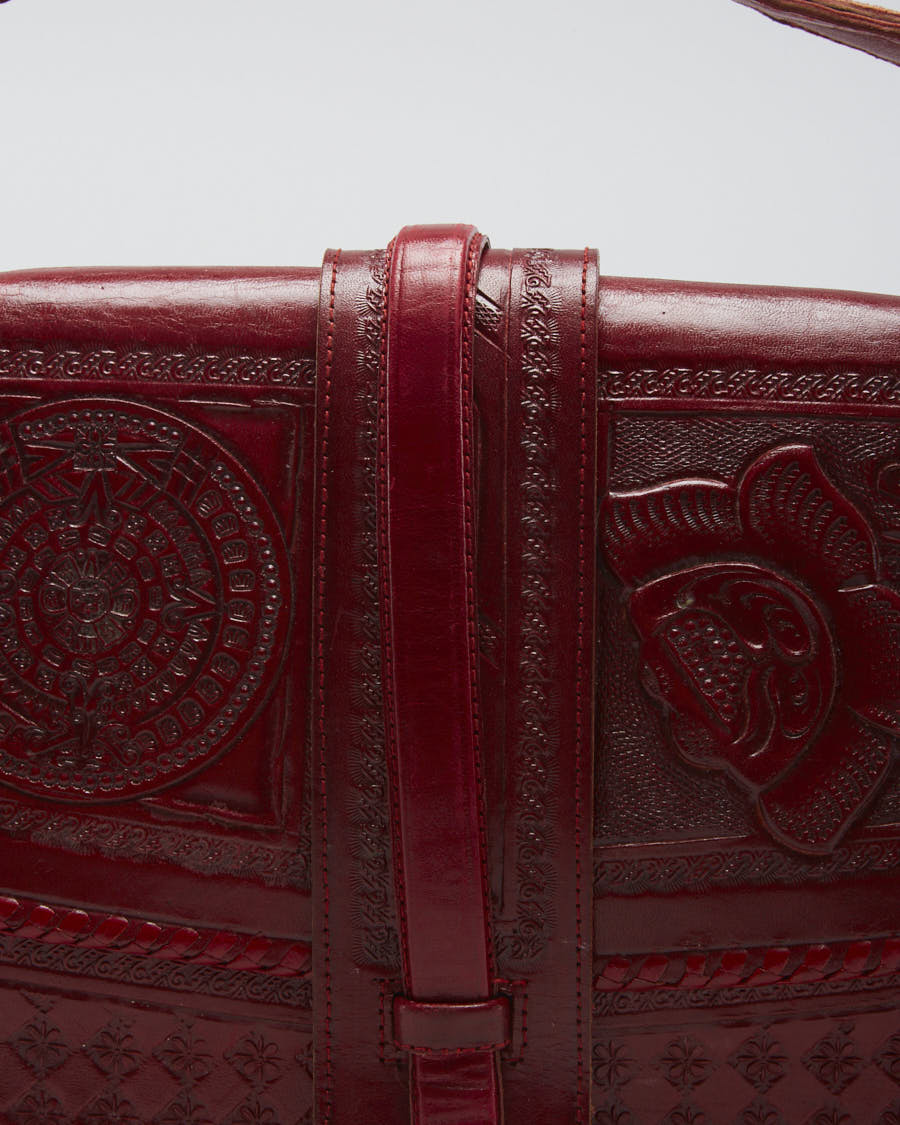 Vintage Floral Textured Leather Handbag