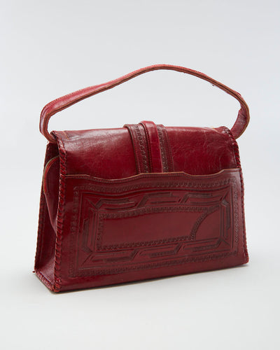 Vintage Floral Textured Leather Handbag