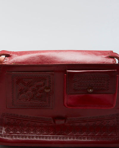 Vintage Floral Textured Leather Handbag