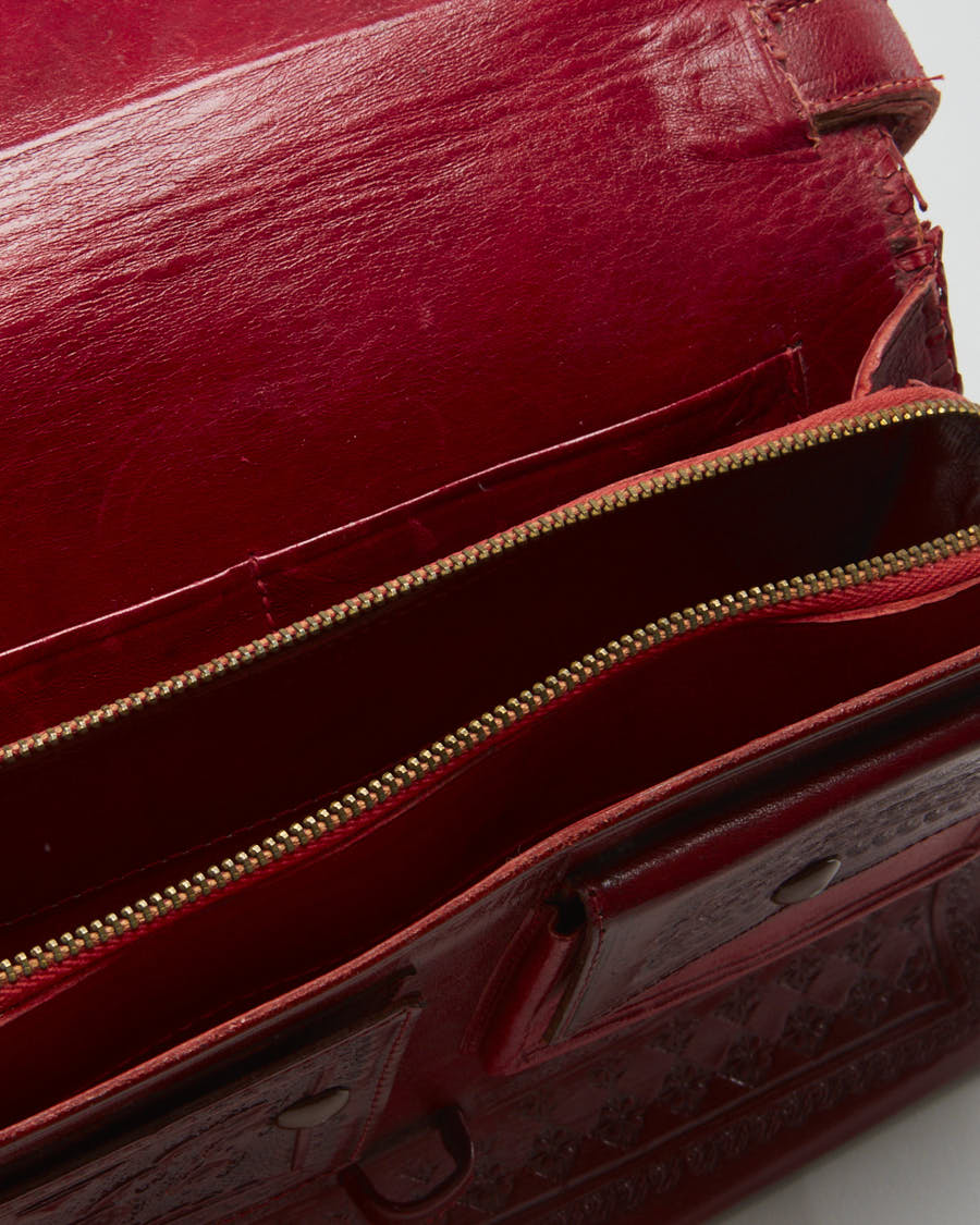 Vintage Floral Textured Leather Handbag