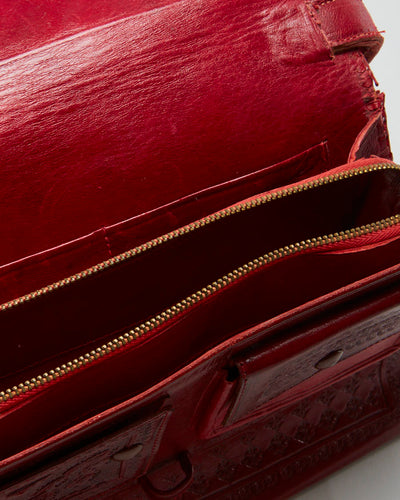 Vintage Floral Textured Leather Handbag