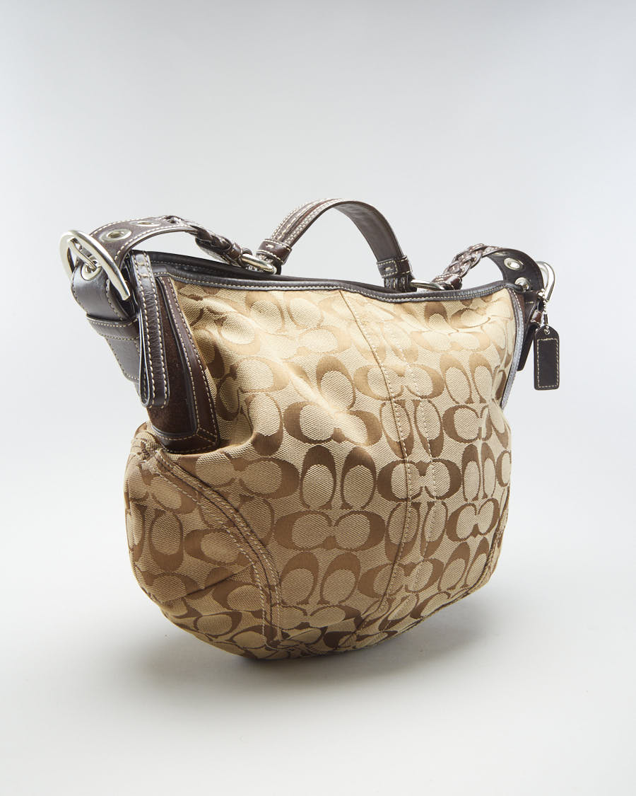 Y2K 00s Coach Monogram Beige Shoulder Bag
