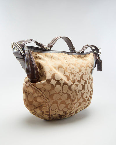 Y2K 00s Coach Monogram Beige Shoulder Bag