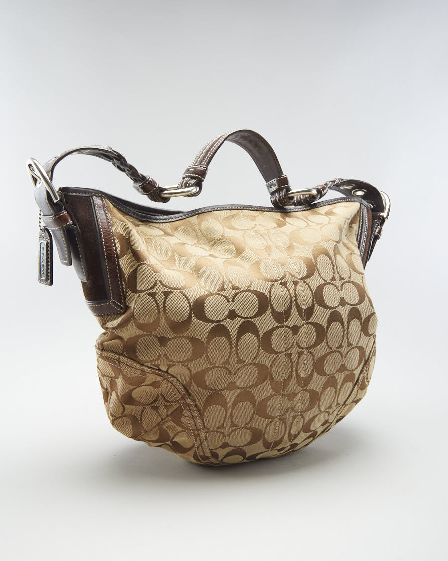 Y2K 00s Coach Monogram Beige Shoulder Bag