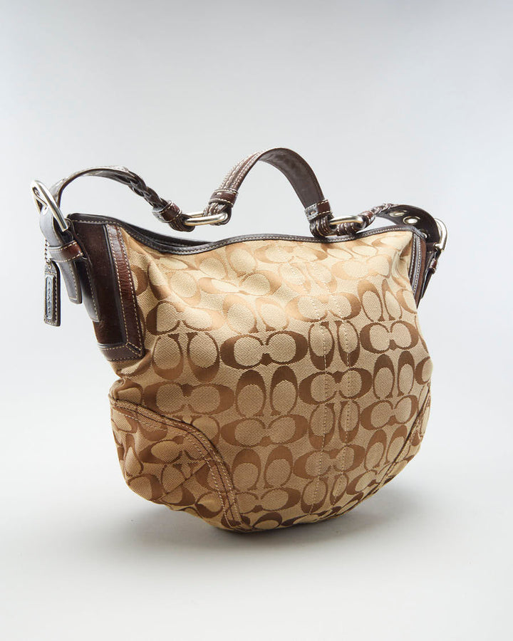 Y2K 00s Coach Monogram Beige Shoulder Bag