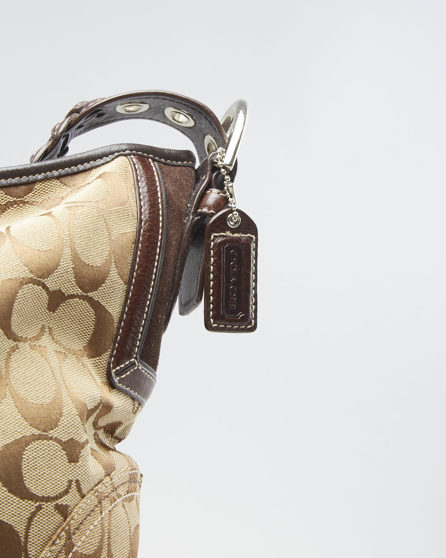 Y2K 00s Coach Monogram Beige Shoulder Bag