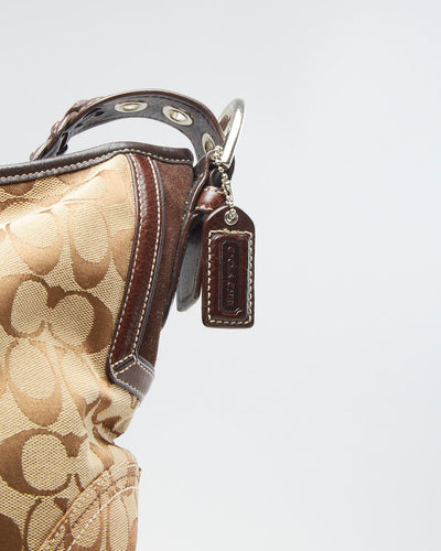 Y2K 00s Coach Monogram Beige Shoulder Bag