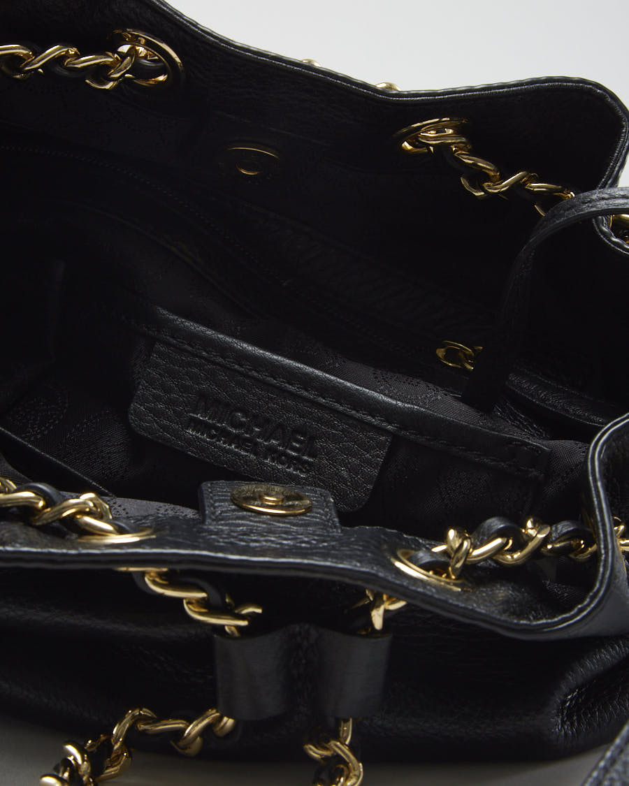 Michael Kors Black Leather Drawstring Bucket Bag - O/S