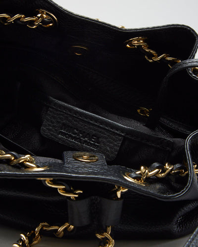 Michael Kors Black Leather Drawstring Bucket Bag - O/S
