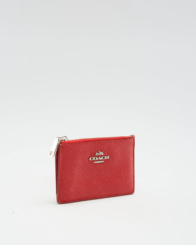Coach Mini Leather Red Coin Purse - O/S