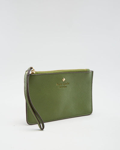 Kate Spade Green Leather Zip Wallet - O/S