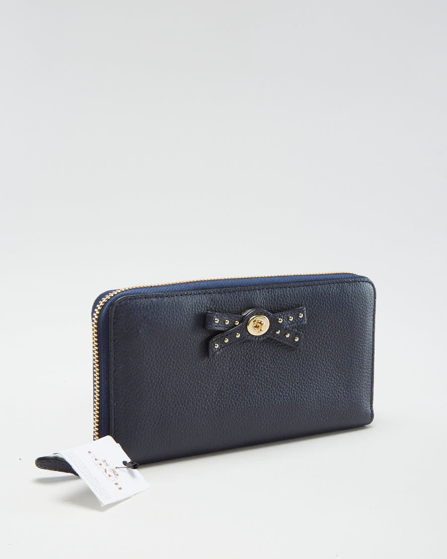 Coach Navy Leather Bow Wallet - O/S